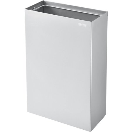 GLOBAL INDUSTRIAL Rectangle Wall Mount Trash Can, Silver, Stainless Steel 641438SS